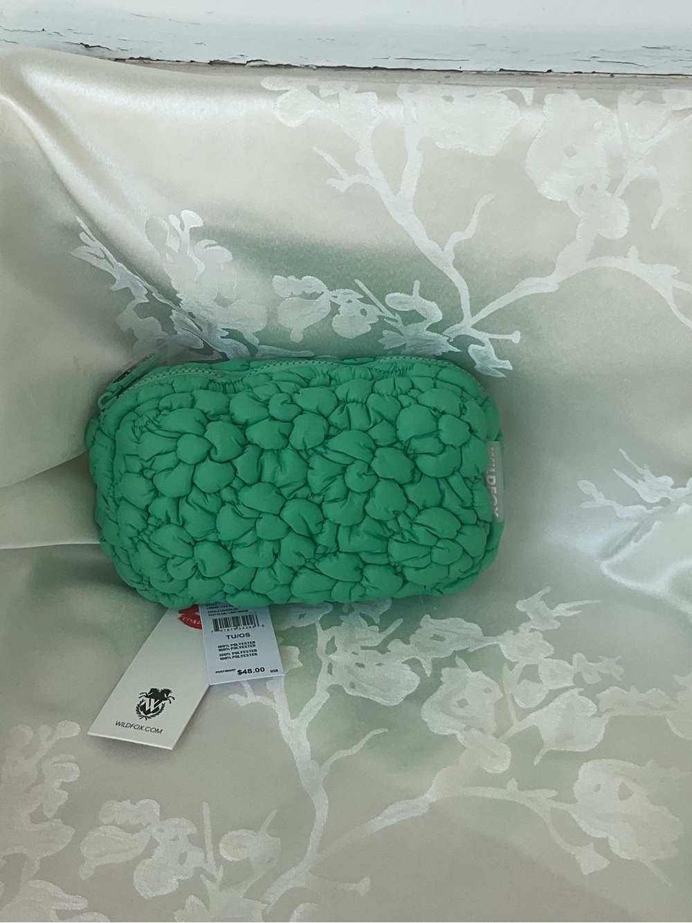 Wildfox Vert Clair Green Quilted Floral Puffy Fanny Pack Belt Bag - Picture 2 of 7